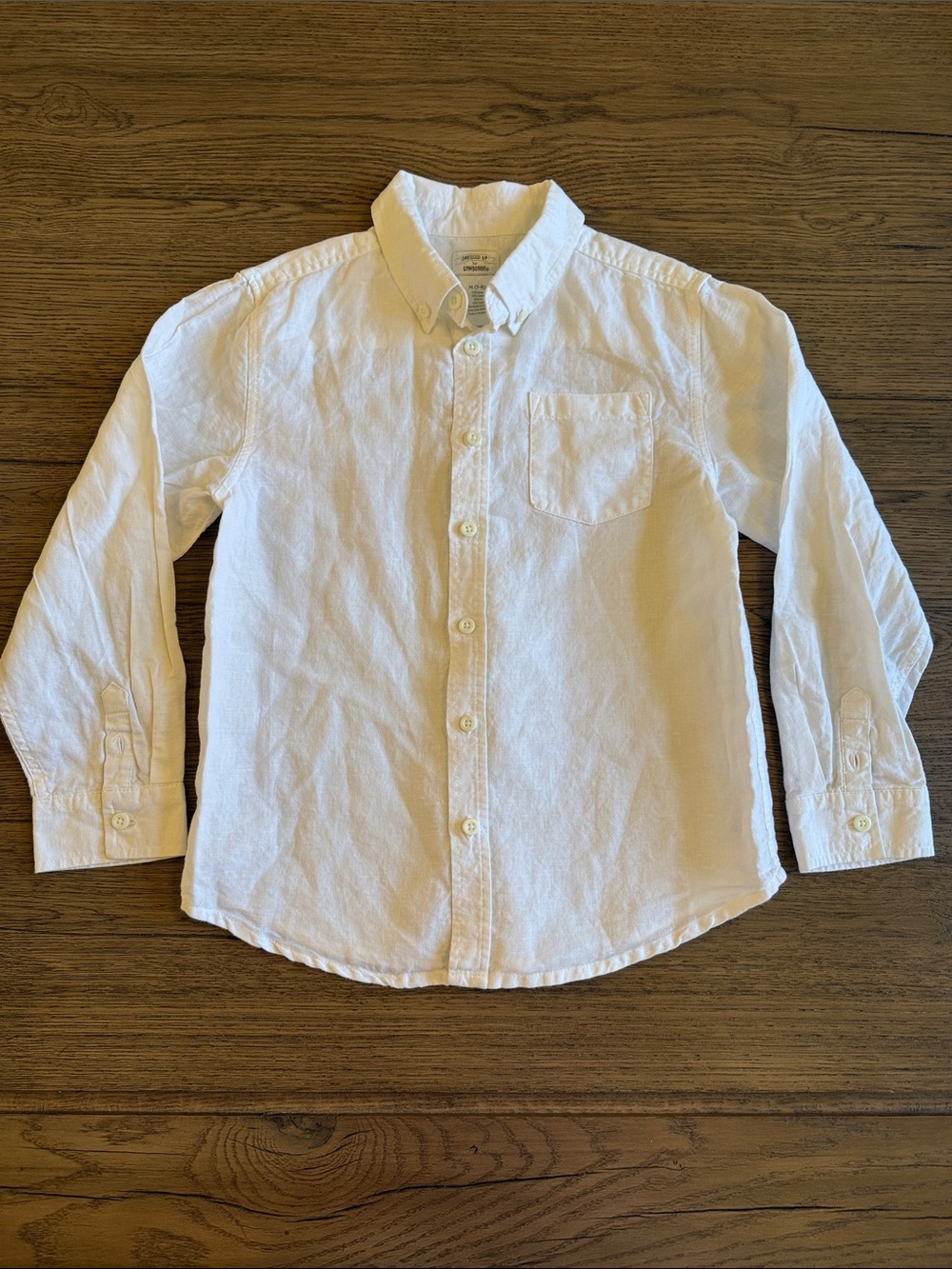 Gymboree White Linen Long-Sleeve Button-Down Shirt for Kids